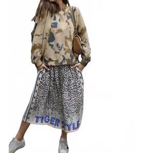 NEW ME369 hailey printed midi skirt in sand